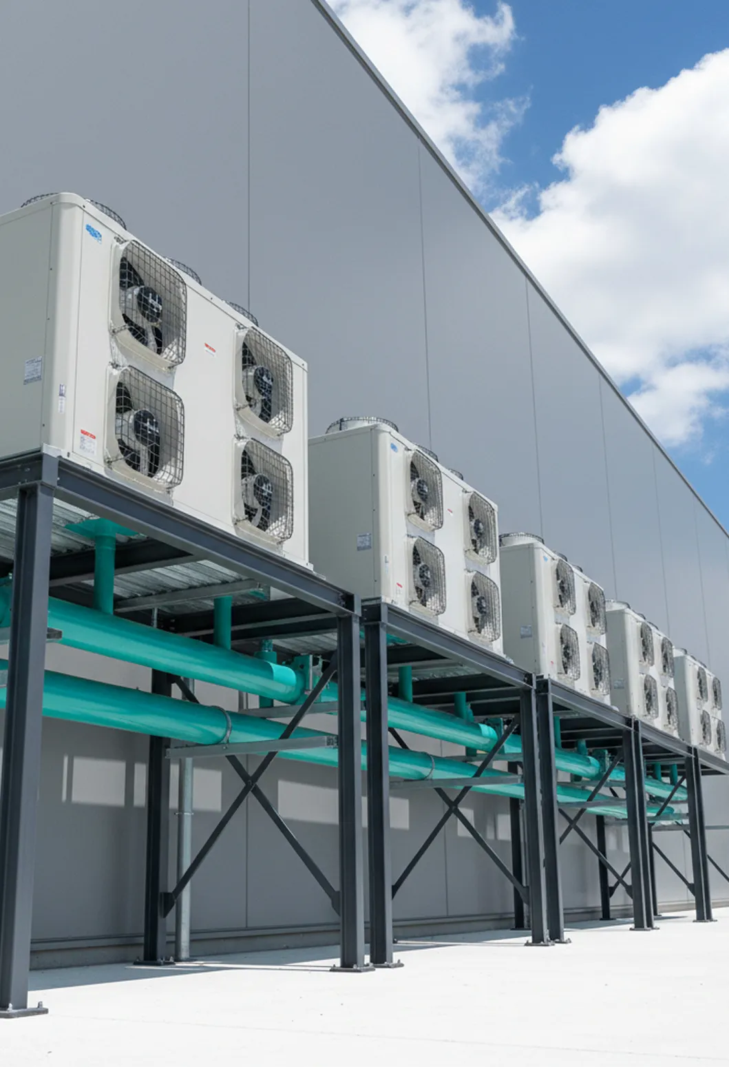 An image of airconditioners on a powered-shell site